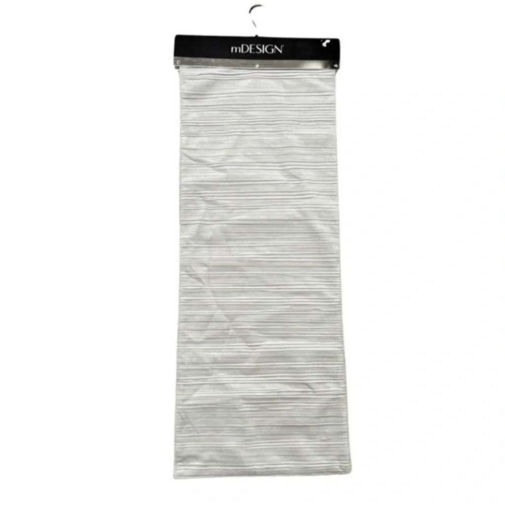 mDesign 14 in x 72 in Table Runner Gray Velour Stripe NWT